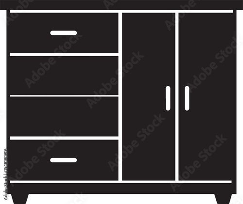 Cupboard Silhouette Vector Illustration – Minimal Black Home Storage Icon