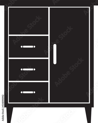 Cupboard Silhouette Vector Illustration – Minimal Black Home Storage Icon