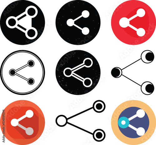 Network Icons: a variety of share icons, each offering a unique visual representation of network connection. These versatile icons.