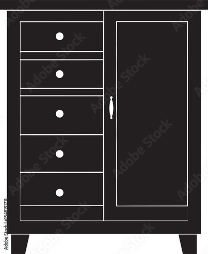 Cupboard Silhouette Vector Illustration – Minimal Black Home Storage Icon
