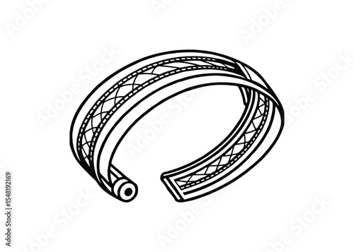 Silhouette of cuff bracelet isolated on a white background