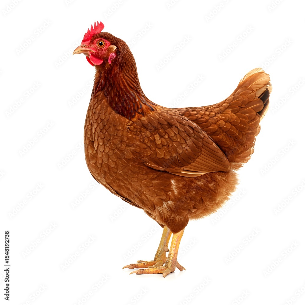 Fototapeta premium Brown hen chicken on transparent or white background