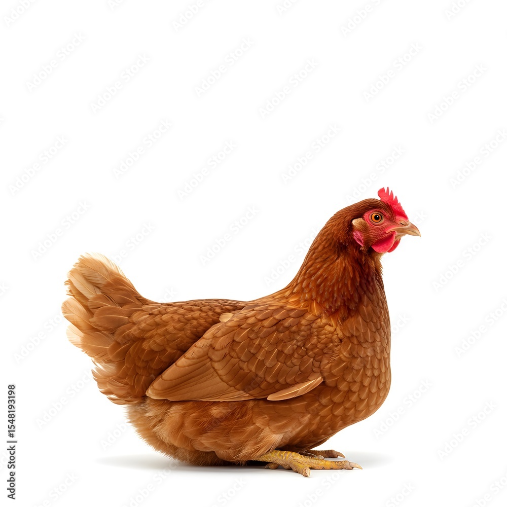 Fototapeta premium Brown hen chicken on transparent or white background