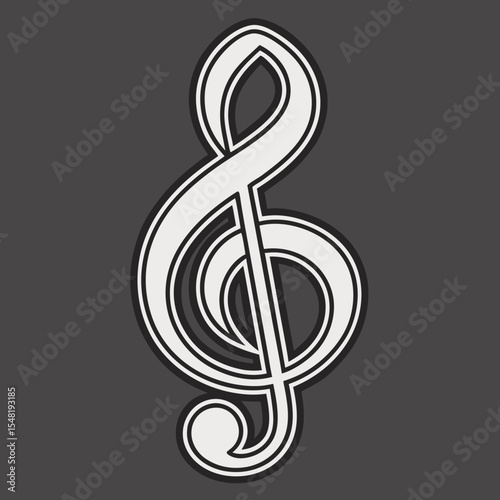 Treble clef icon in white on dark background