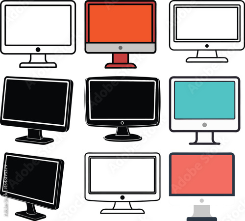 Digital Displays in Array: A selection of varied digital displays, offering an array of color and style options in a symmetrical arrangement, ready for creative application.