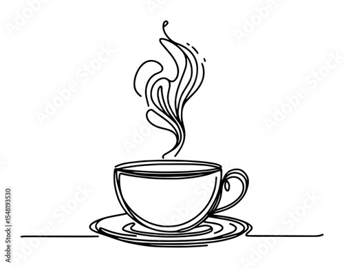 steaming coffee cup line drawing