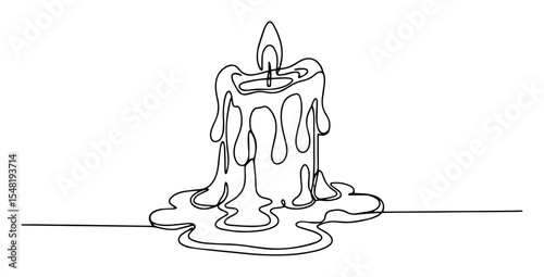 melting candle line drawing illustration