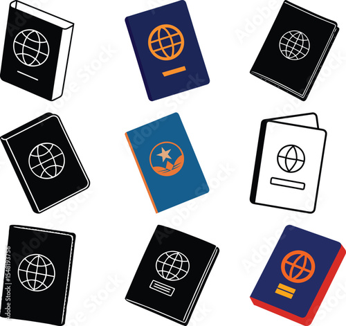 Passports: A collection of international travel documents arranged in a visually engaging composition. Showcasing essential tools for global exploration and movement.