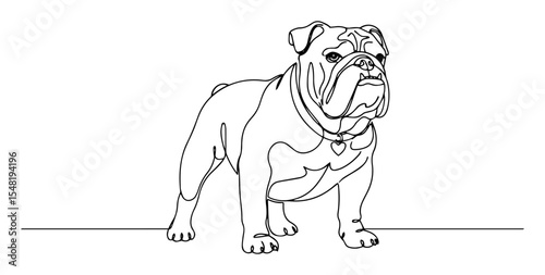 bulldog standing line art illustration