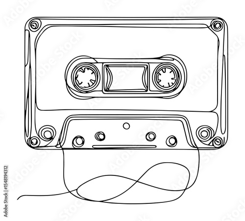 retro audio cassette tape line drawing
