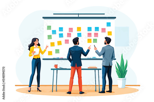 Team Brainstorming Session Agile Project Planning with Sticky Notes