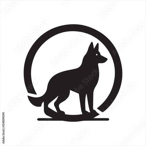 German Shepherd Dog Silhouette Logo Design – Pet Symbol Vector.