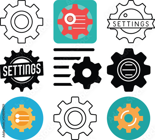 Gear Settings Icon Pack: A versatile collection of gear and settings icons, perfect for app interfaces, websites, or any project needing customizable settings representation.