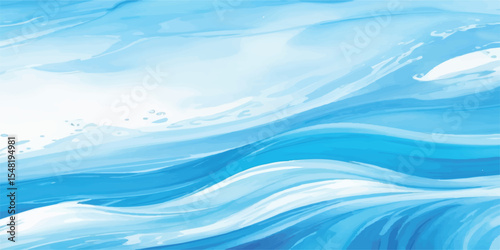 Soft Blue and White Watercolor Background with Flowing Wave Textures for Calm and Elegant Digital Interfaces. Peaceful Gradient Watercolor Composition in Blue and White for Website Banners