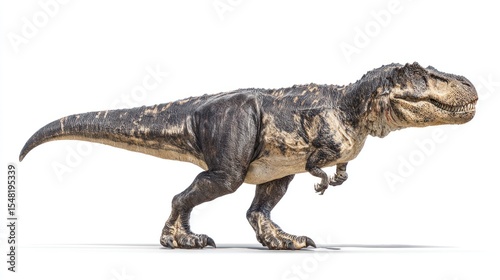 Side view of a large, prehistoric, walking dinosaur