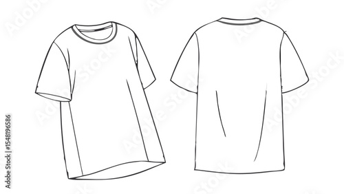 Classic T-shirt Silhouette: The versatile blank canvas of a classic t-shirt, captured in front and back views, highlighting its simple yet essential design. A versatile canvas for design.
