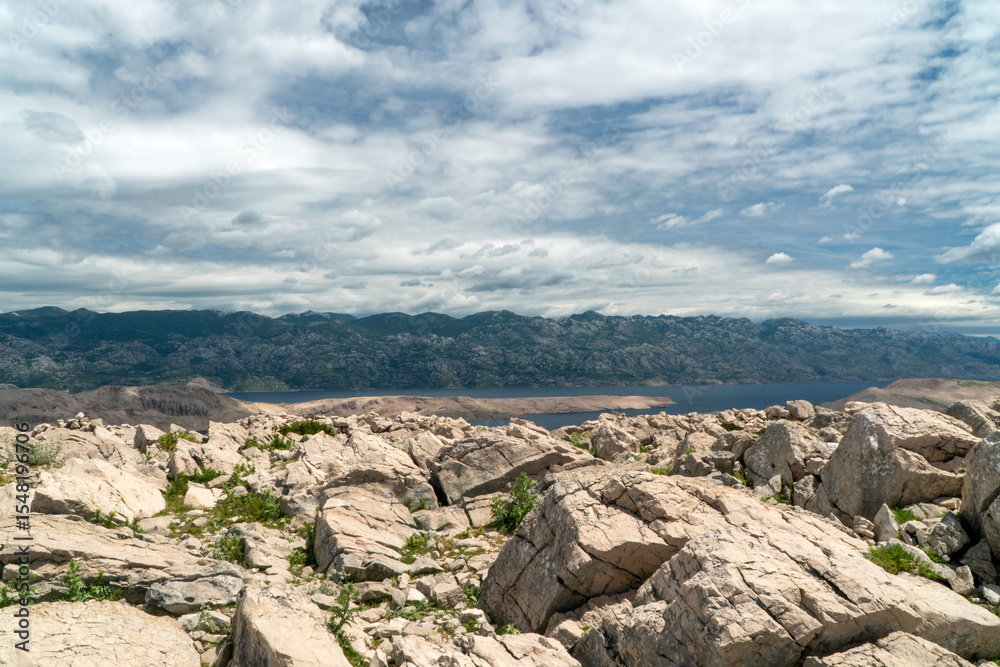 Fototapeta premium Hiking routes on the Pag Island in Croatia.