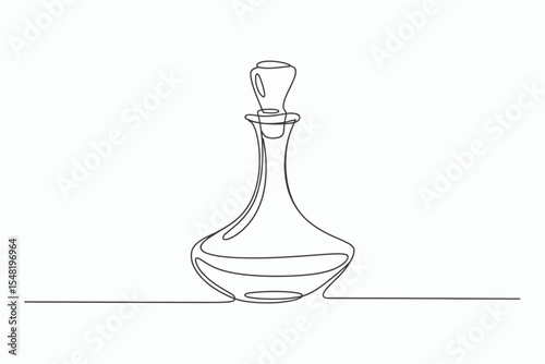 Single line drawing of elegant glass decanter