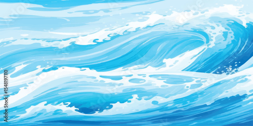 Elegant Blue and White Watercolor Wave Background Evoking Ocean Serenity for Clean and Modern Designs. Subtle Watercolor Wash in Light Blue and White for Tranquil Website Backgrounds 