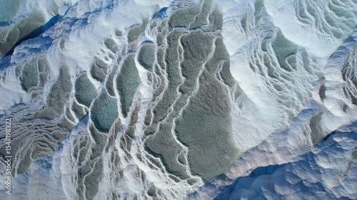 Wallpaper Mural Aerial view Pamukkale nature terraces travertine pools with blue water, Denizli landmark of Turkey. Torontodigital.ca