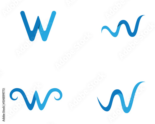 W Letter Water wave Logo Template vector illustration