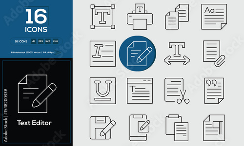 Text Editor Set of high-quality icons that are suitable for Text Editor. And change your next projects with minimalist icon design, perfect for websites, mobile apps, books, social media