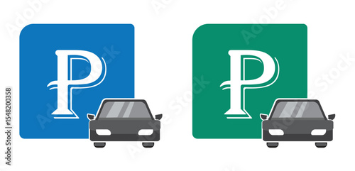 Car parking icon set, Parking space sign vector illustration