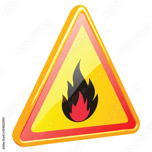Caution flammable hazard warning symbol illustration for safety and danger awareness in workplace areas