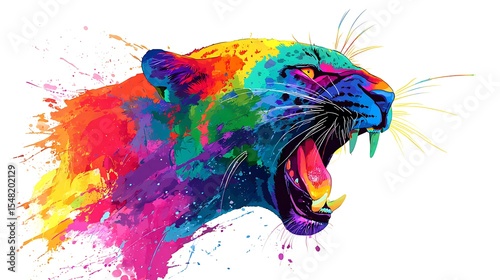 Colorful panther painting illustration animal art design vibrant artistic wildcat feline predator artwork