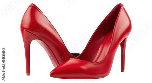Pair of red high heels isolated on transparent background