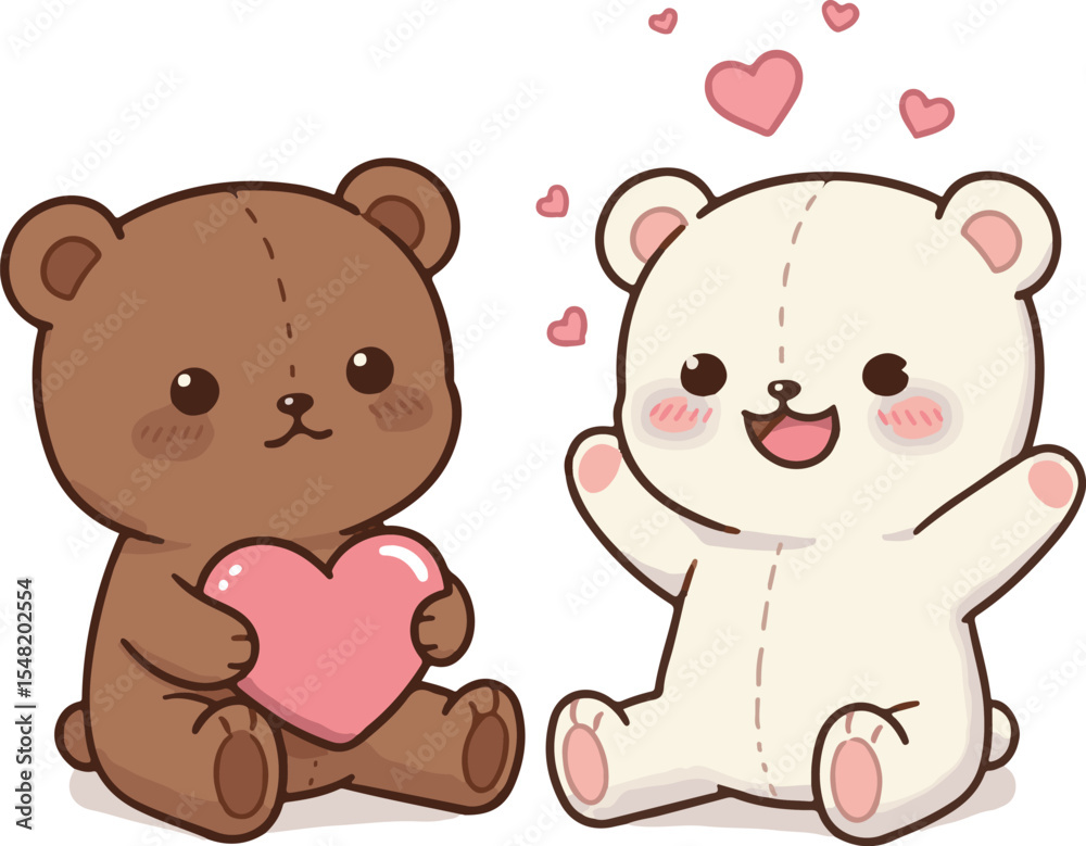 Fototapeta premium Cute Pixel Art Bear Couple: Valentine's Day Illustration