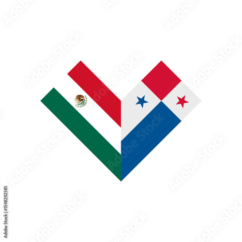 friendship concept. heart shape icon of mexico and panama flags. vector illustration isolated on white background