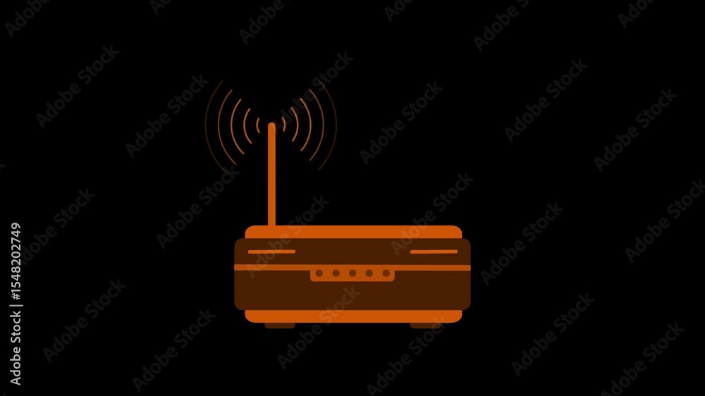 WiFi Signal Transmission Animation, Home Router Wireless Network ...