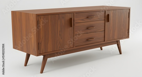 Wallpaper Mural Mid-Century Modern Wooden Sideboard with Three Drawers and Two Doors Torontodigital.ca