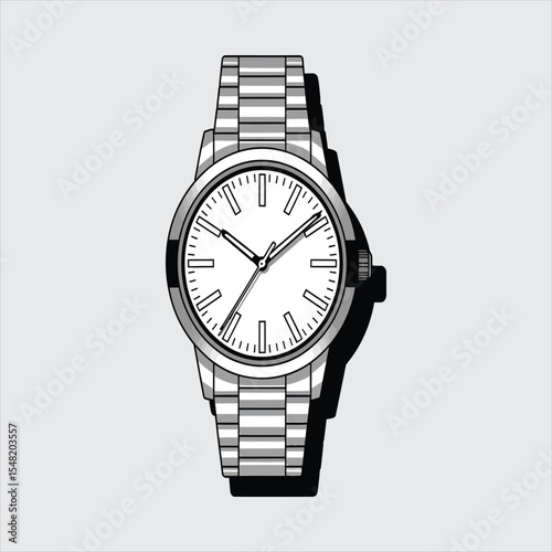wrist watch isolated on white , vector and illustration 