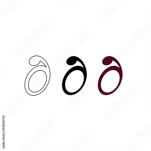 Partial Derivative Symbol Vector Icon in Outline and Solid Style
