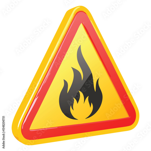 Fire hazard warning sign flammable material danger caution hot surface safety alert triangular shape yellow red