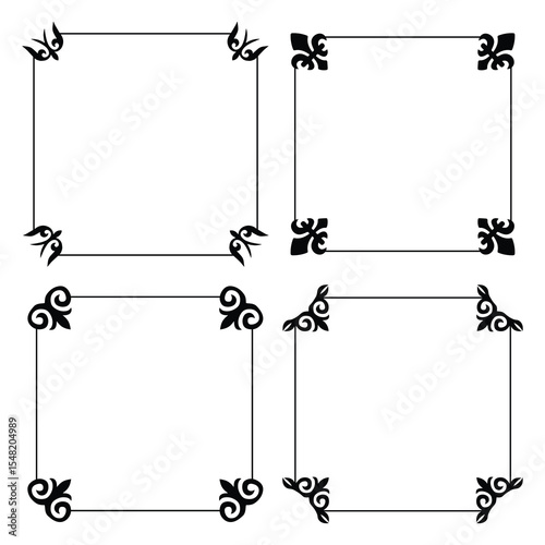 Decorative vintage frame and retro badge set Square label frames borders