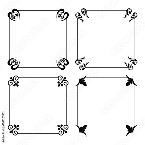 Ornamental label frames. decorative vintage frame and retro badge set