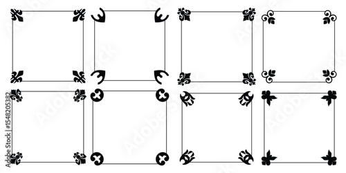 Set of Square Ornamental label frames. decorative vintage frame and retro badge
