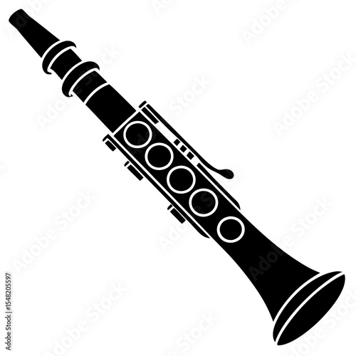 Isolated clarinet silhouette on white background