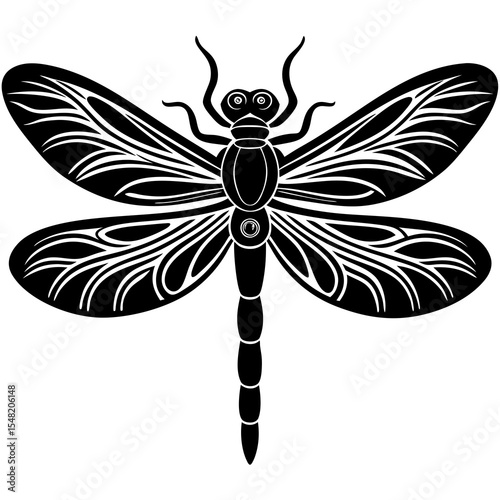 Black silhouette of a dragon isolated on white background