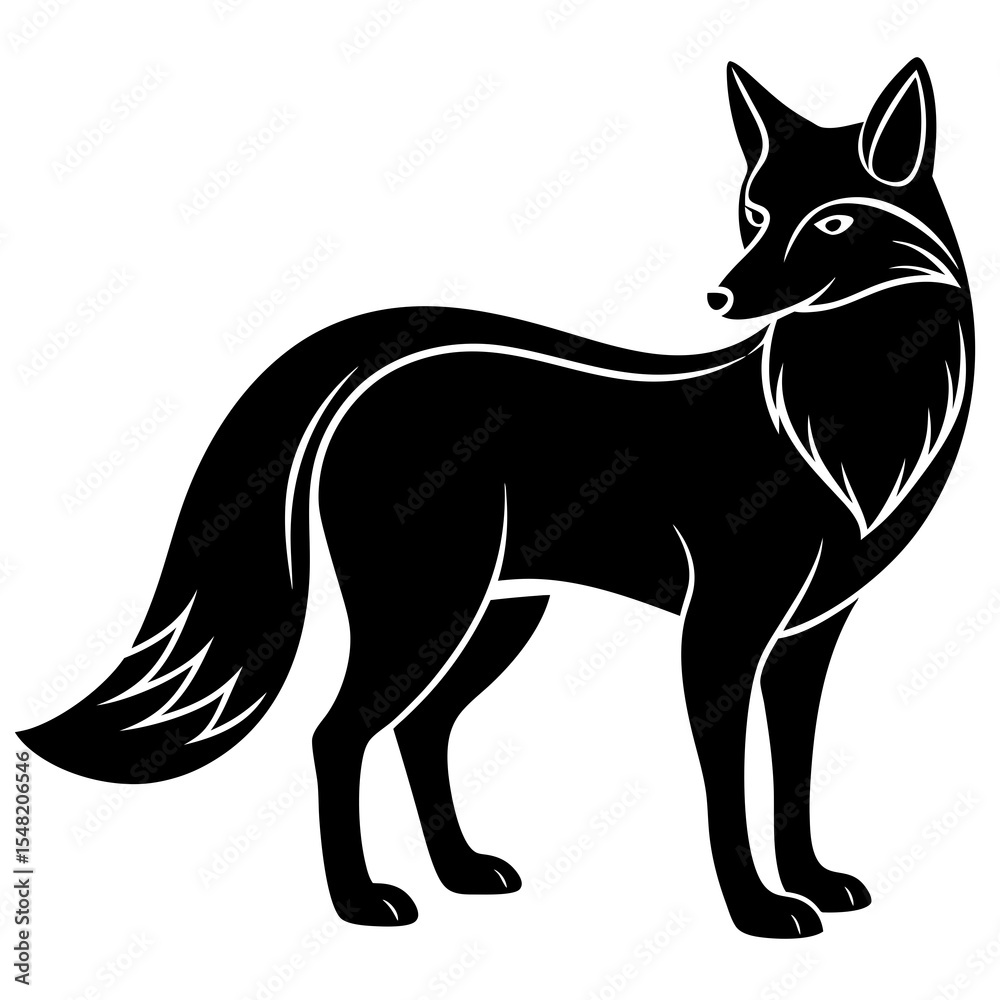 Obraz premium Silhouette of a fox isolated on white background