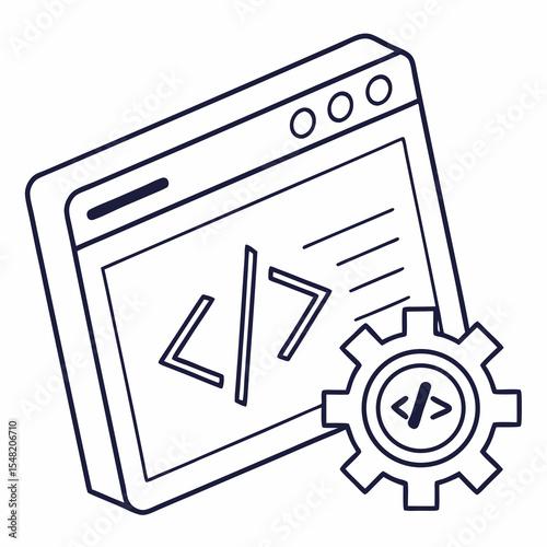 Code editor interface with gears for programming and development  