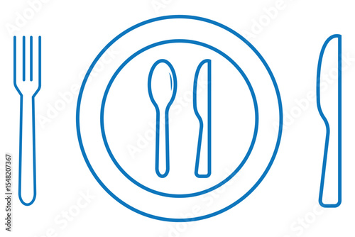 Silverware solid monochrome icon set. Fork, Spoon and Knife icons. EPS 10