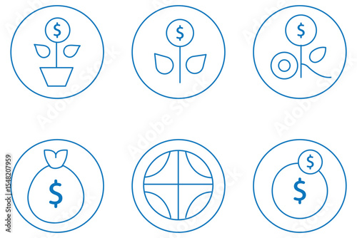 Set of line icon related to income, salary, money, business. Outline icon collection. Editable stroke. Vector illustration. EPS10