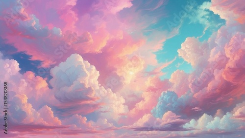 Pastel Clouds Drift Through Dreamy Sky