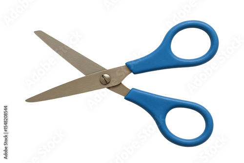 Blue handled scissors isolated on transparent background