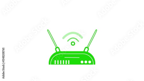 Router Transmitting Internet Waves Animation, Network Router with Animated Wireless Signal