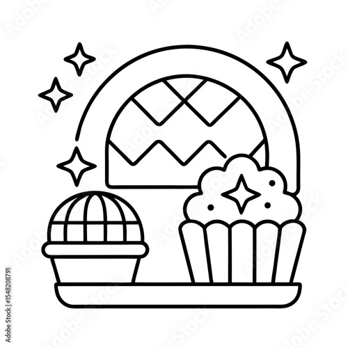 bakery outline icons minimal set
